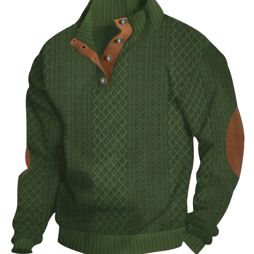 Wyróżniać się kołnierz guzik Henley sweter