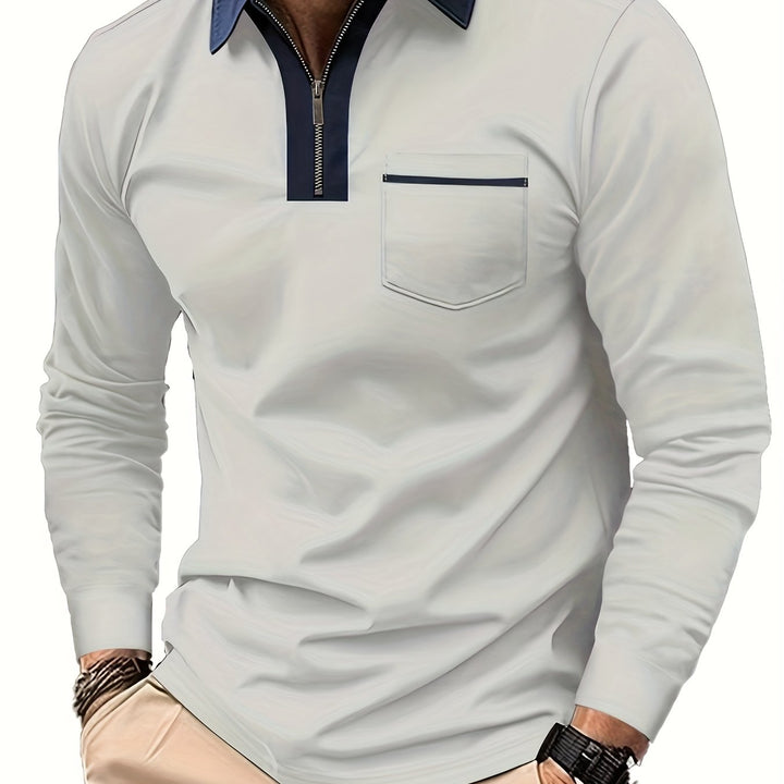 Elegancki zamek-kołnierz koszulka polo