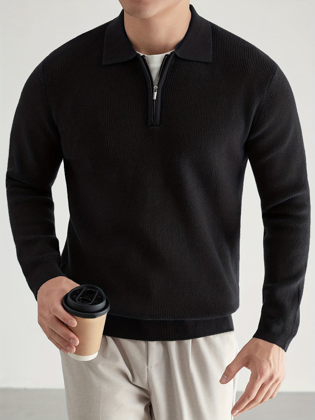 Elegancki zamek 1/4 polo sweter