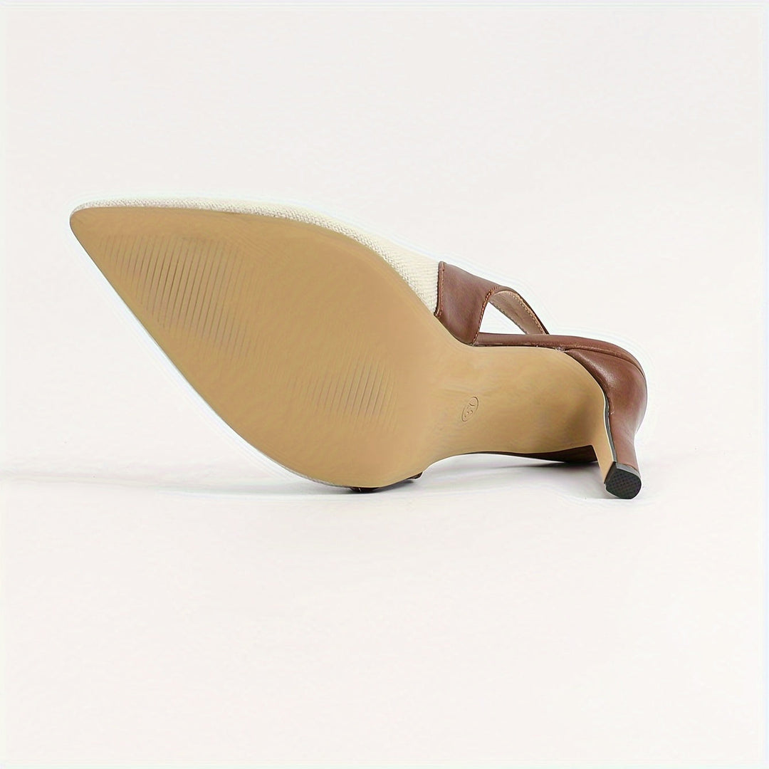 Elegancki kontrastowy Slingback szpilki