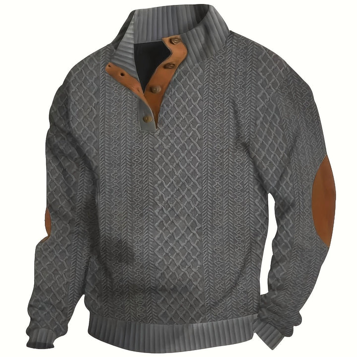 Wyróżniać się kołnierz guzik Henley sweter