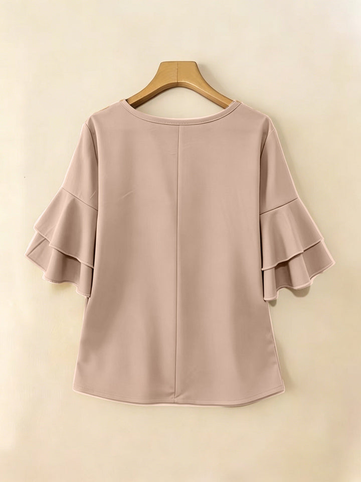 Flared-Sleeve plisowany bluzka