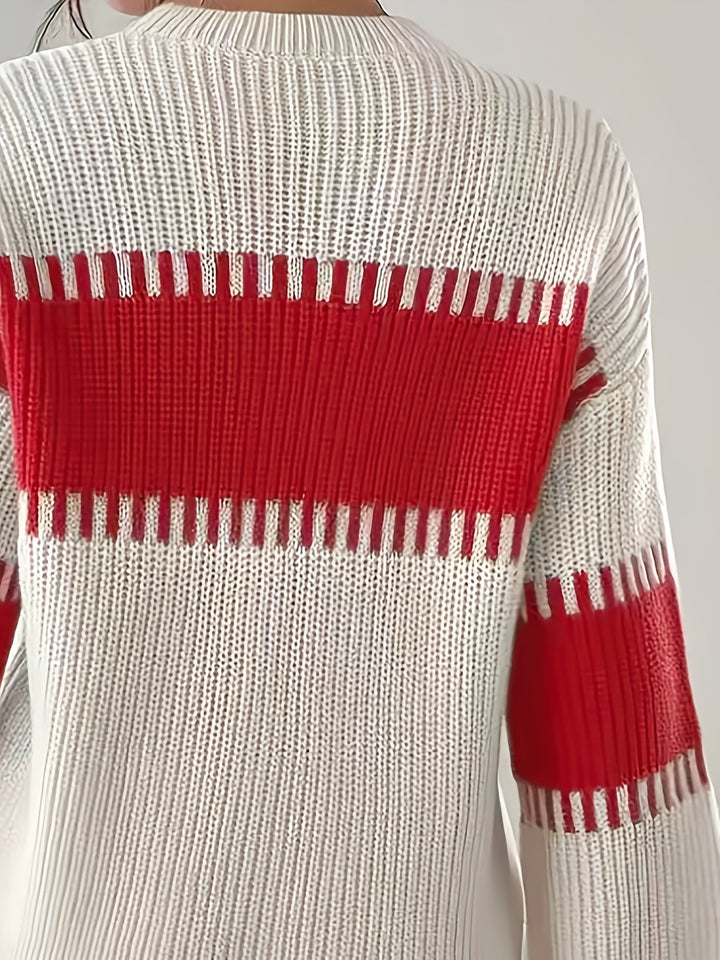 Blok kolorów w paski sweter
