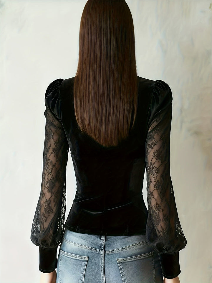 Sculpted Sheer-Sleeve bluzka