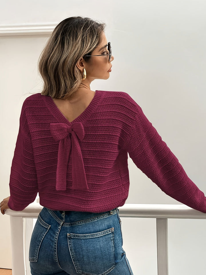 Bow-Detail dzianina sweter