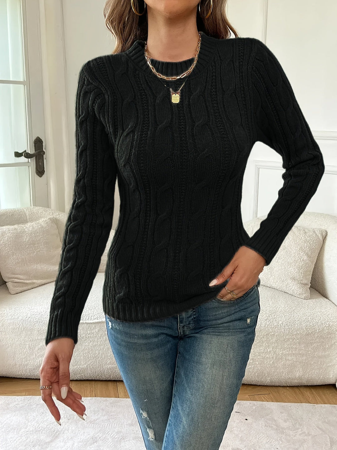 Klasyczny Twist-Knit sweter
