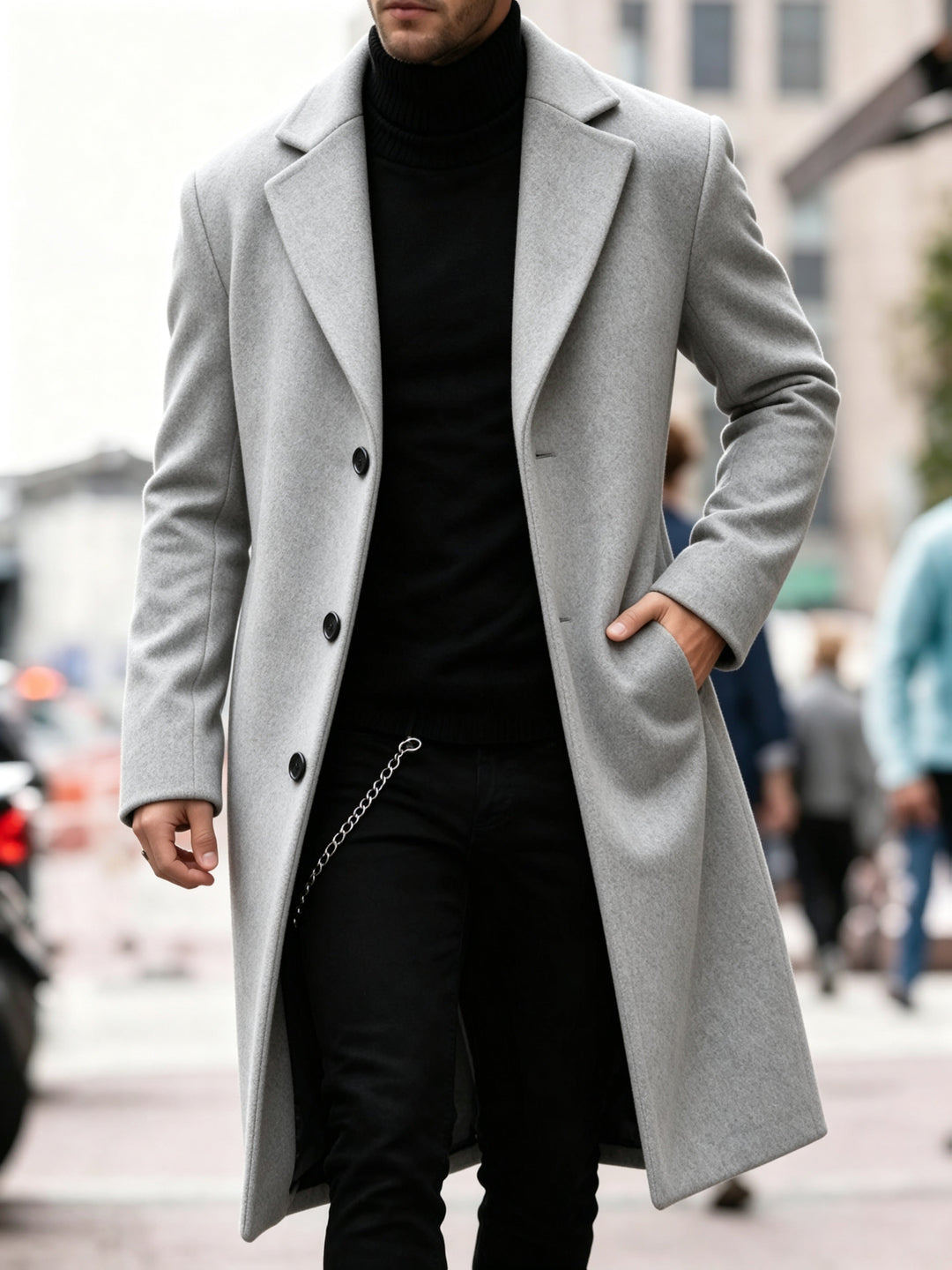 Elegancki długi Trench płaszcz
