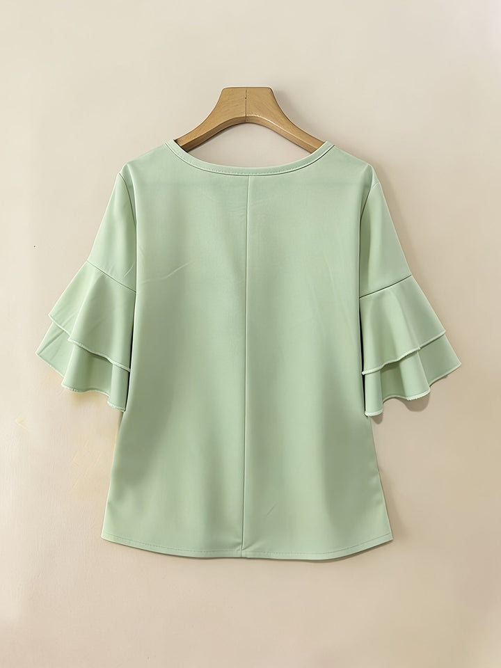 Flared-Sleeve plisowany bluzka