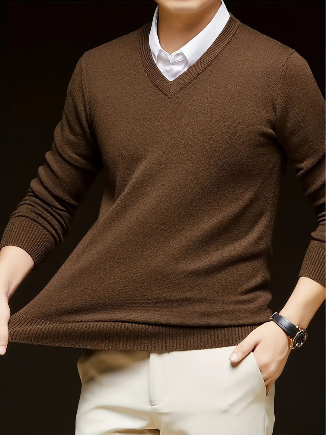 Elegancki sweter z dekoltem V