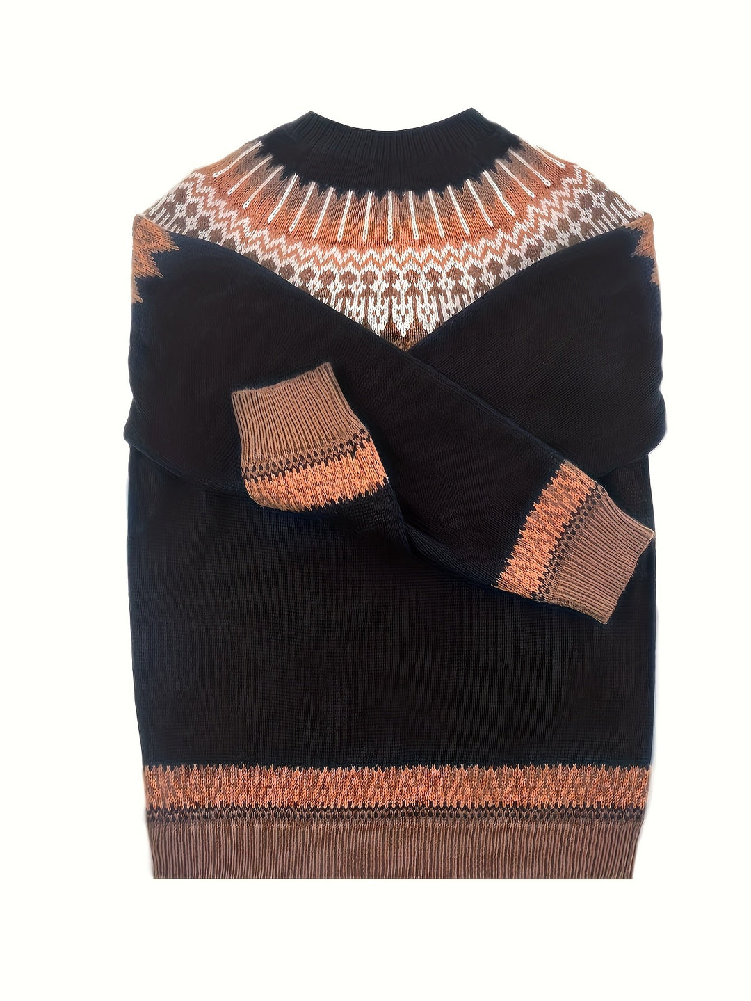 Chunky Jacquard Round szyja sweter