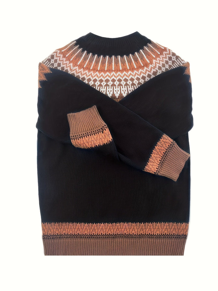 Chunky Jacquard Round szyja sweter
