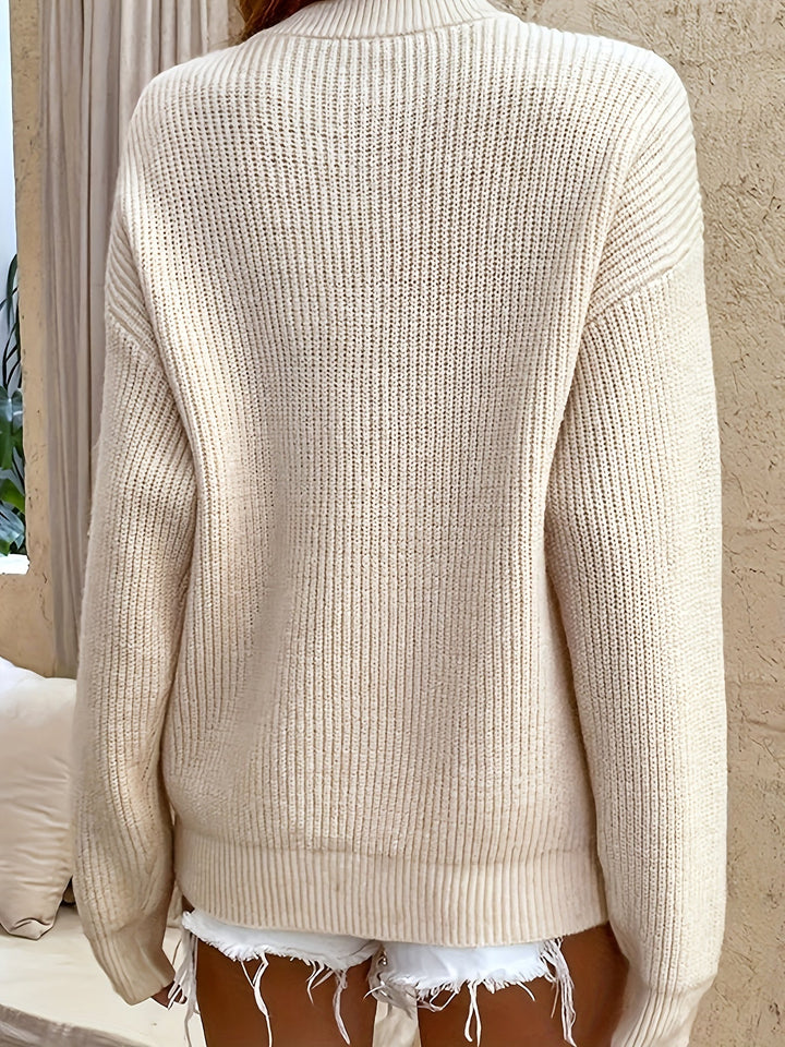 Prążkowany Henley sweter