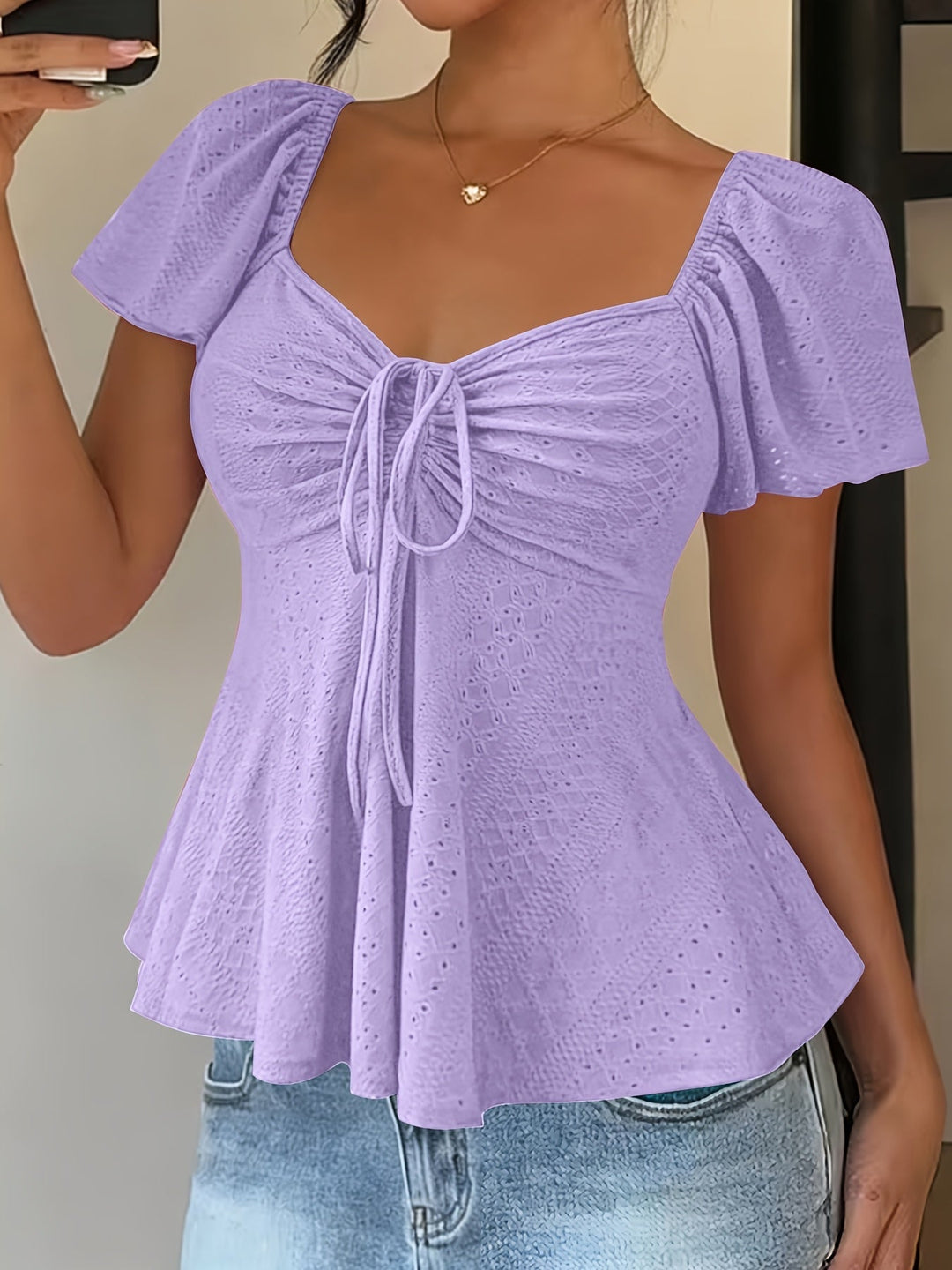 Flutter-Sleeve peplum top