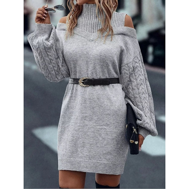 Cold-Shoulder sweter z golfem sukienka
