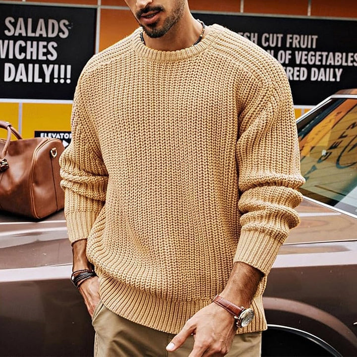 Prążkowany Round-Neck sweter