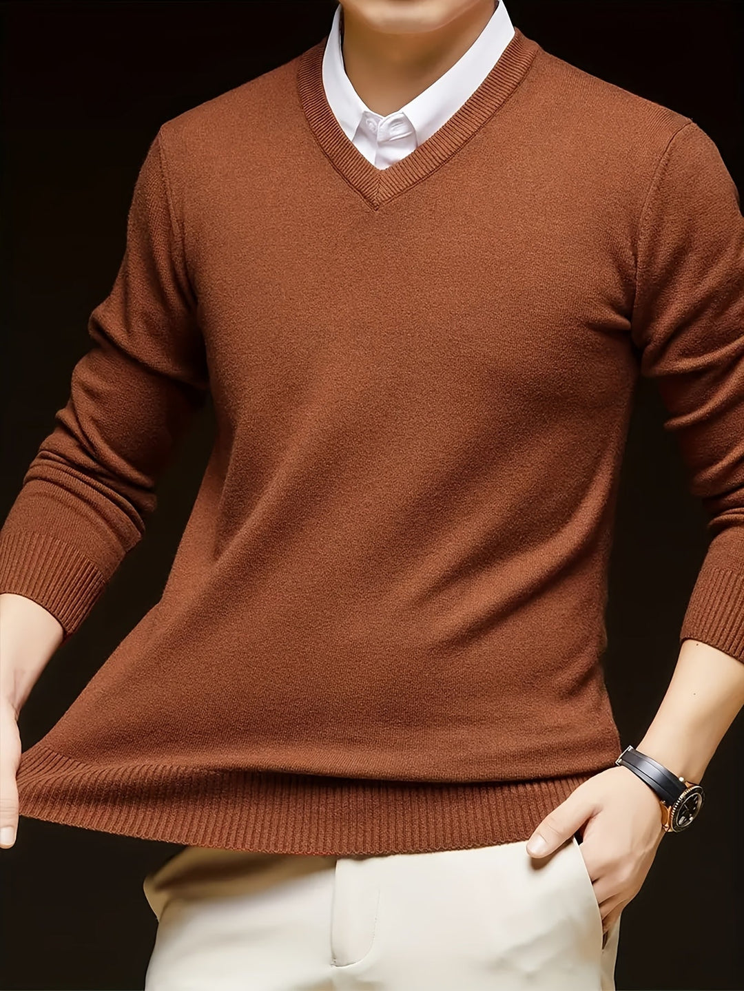Elegancki sweter z dekoltem V