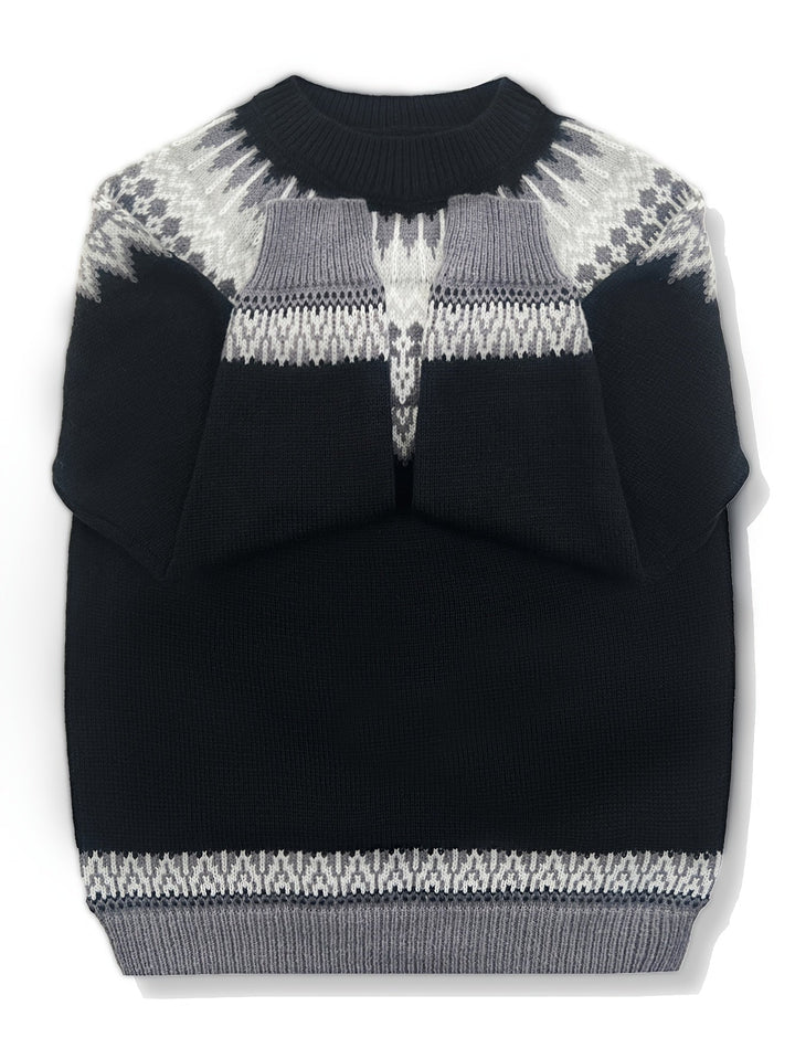Chunky Jacquard Round szyja sweter