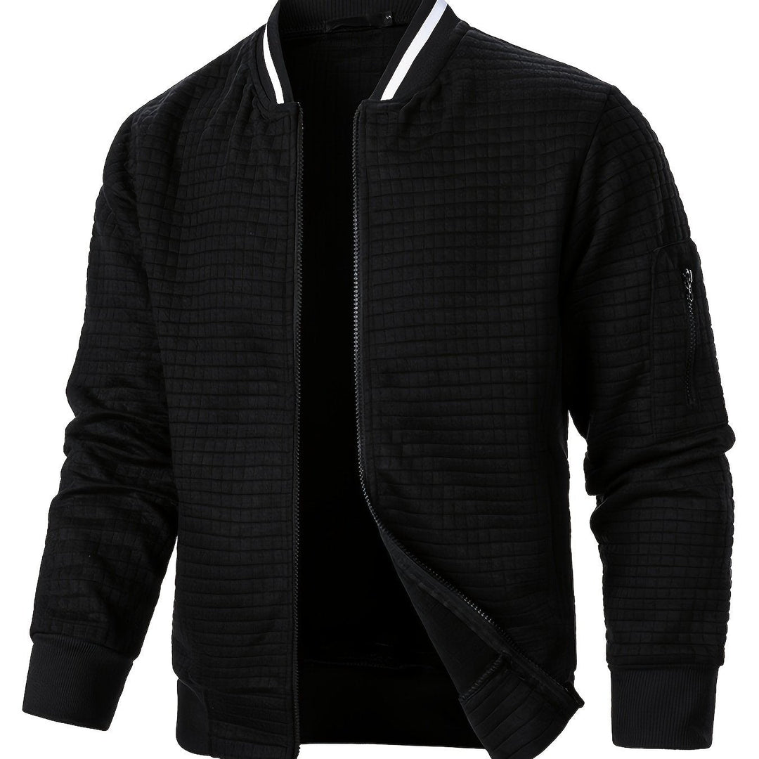 Fakturowany Zip-Up Bomber kurtka
