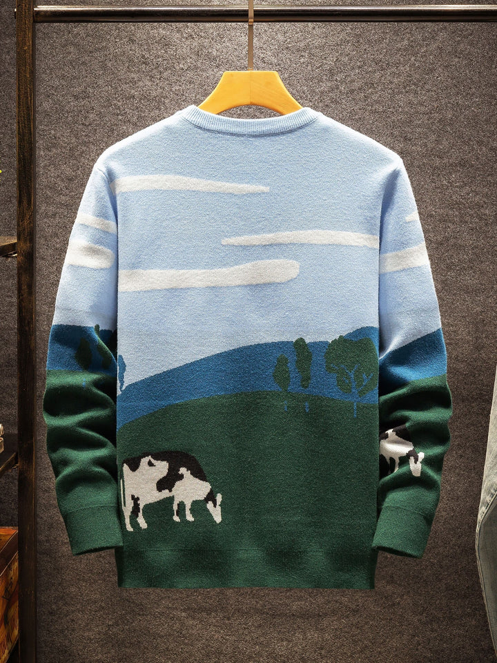Pastoral Scene sweter z okrągłym dekoltem