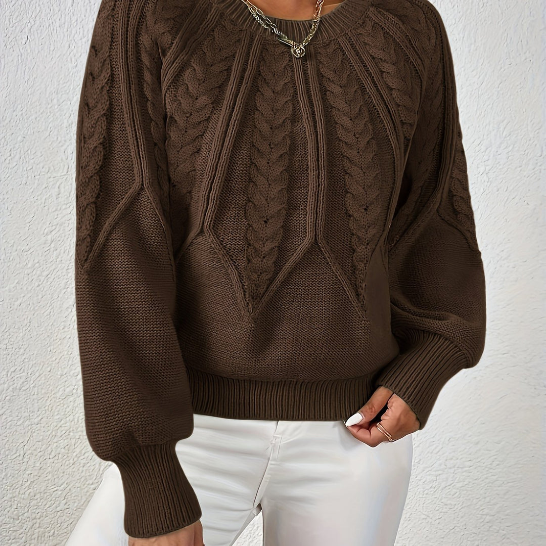Warkoczowy splot Round-Neck sweter