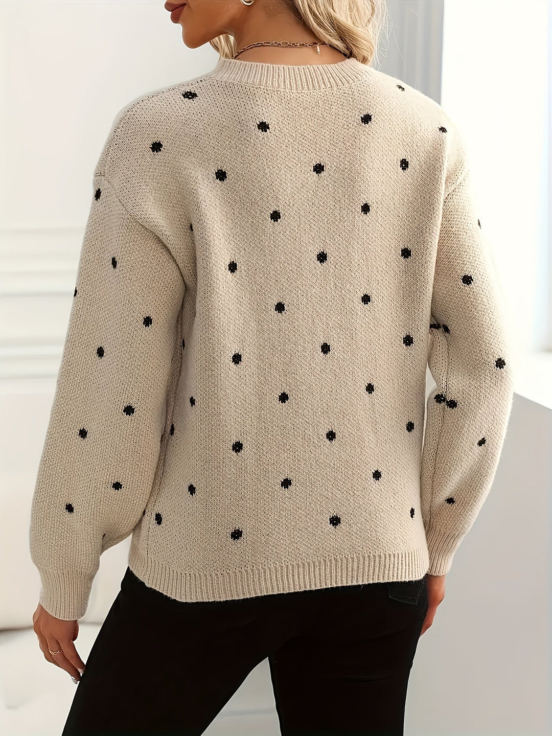 Polka Dot sweter z okrągłym dekoltem