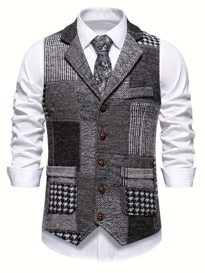 Patchwork kamizelka z jodełka wzór