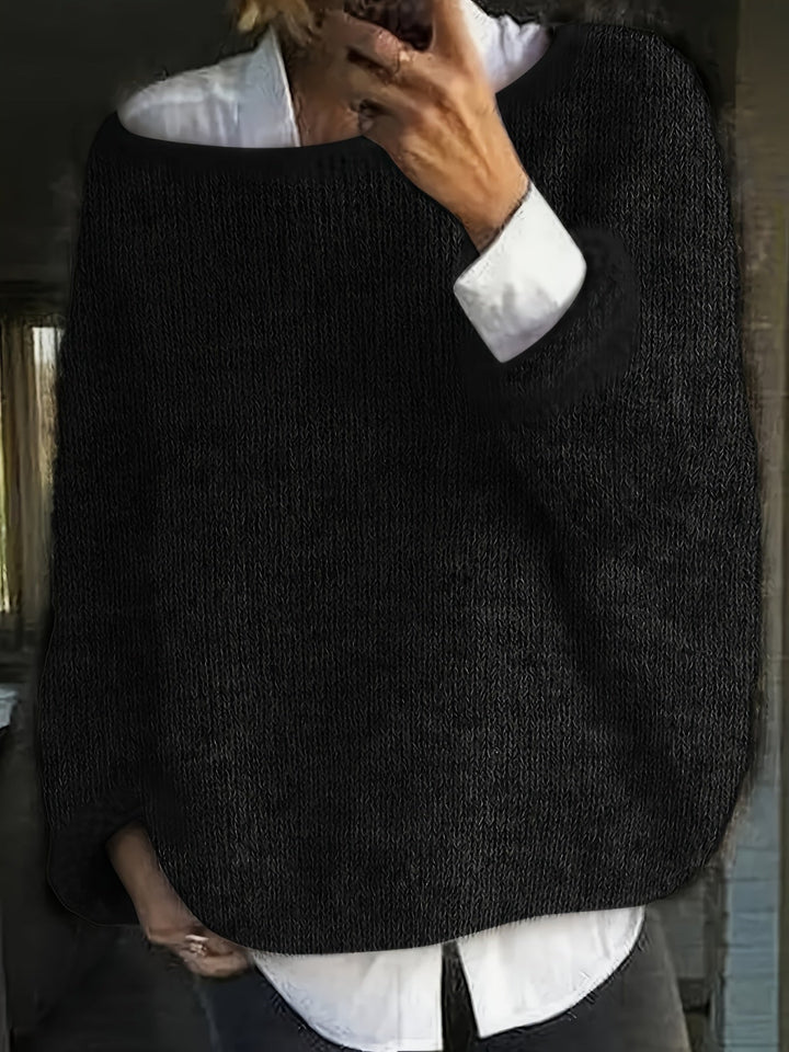 Swobodny sweter z okrągłym dekoltem