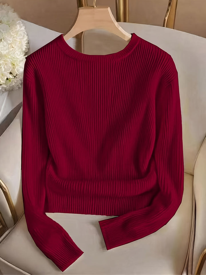 Prążkowany Button-Cuff sweter