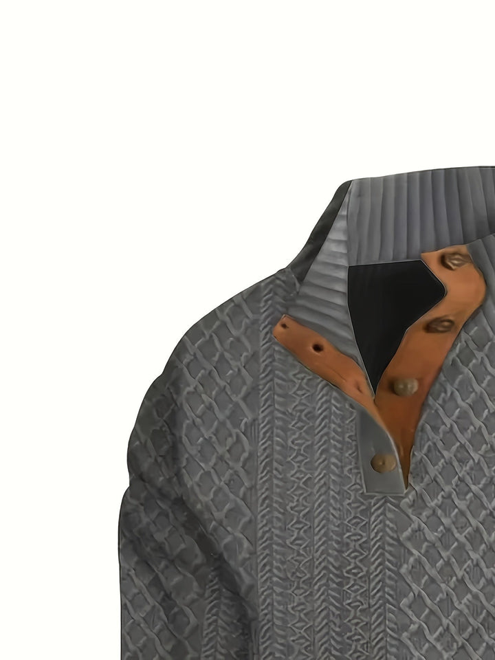 Wyróżniać się kołnierz guzik Henley sweter