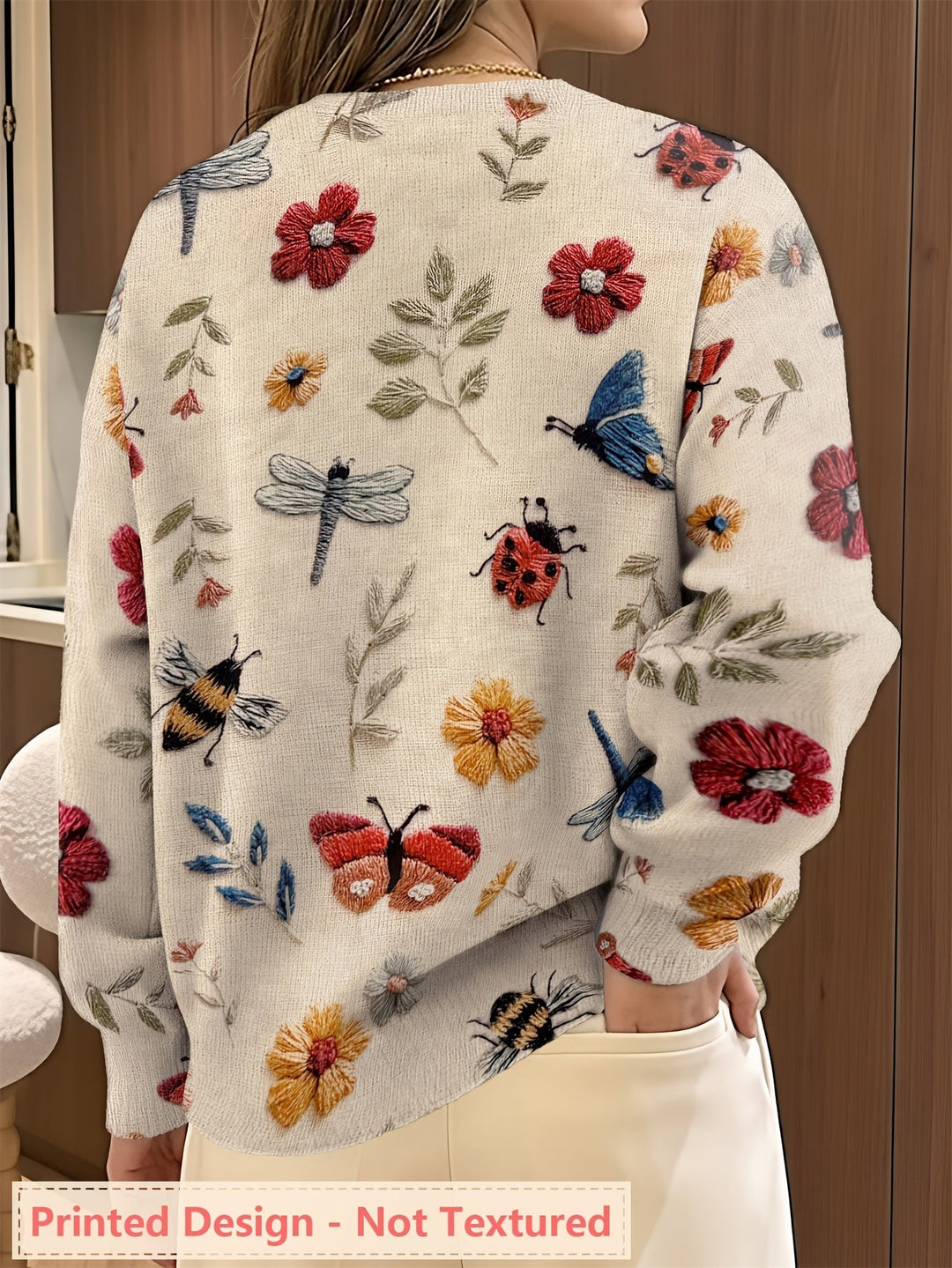Botanical wzór okrągły dekolt sweter