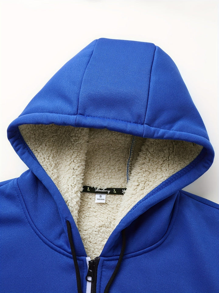 Przytulny z kapturem Zip-Up kurtka