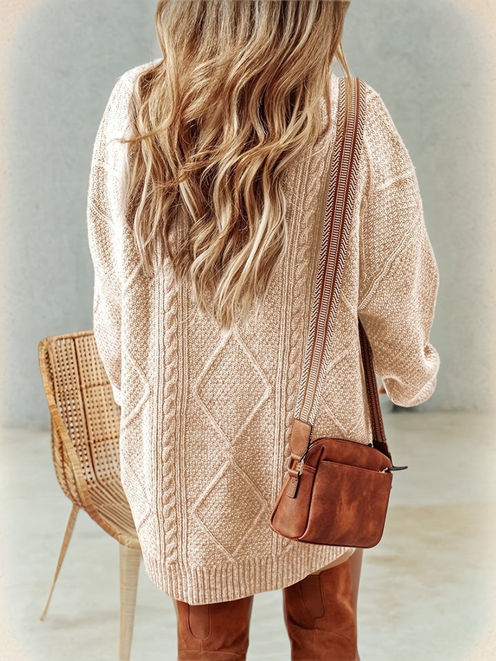 Cable-Textured sukienka swetrowa