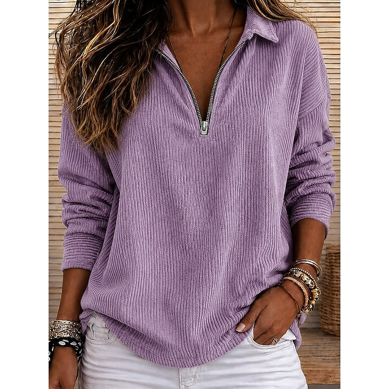Prążkowany zamek 1/4 sweter top