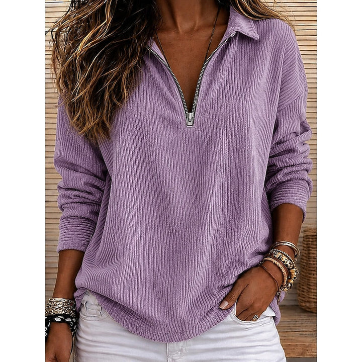 Prążkowany zamek 1/4 sweter top