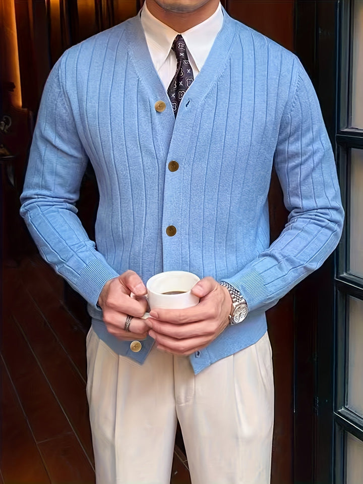 Prążkowany Button-Up kardigan