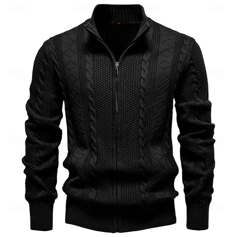 Fakturowany Zip-Up kardigan