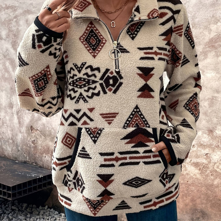 Aztec-Print zamek 1/4 sweter