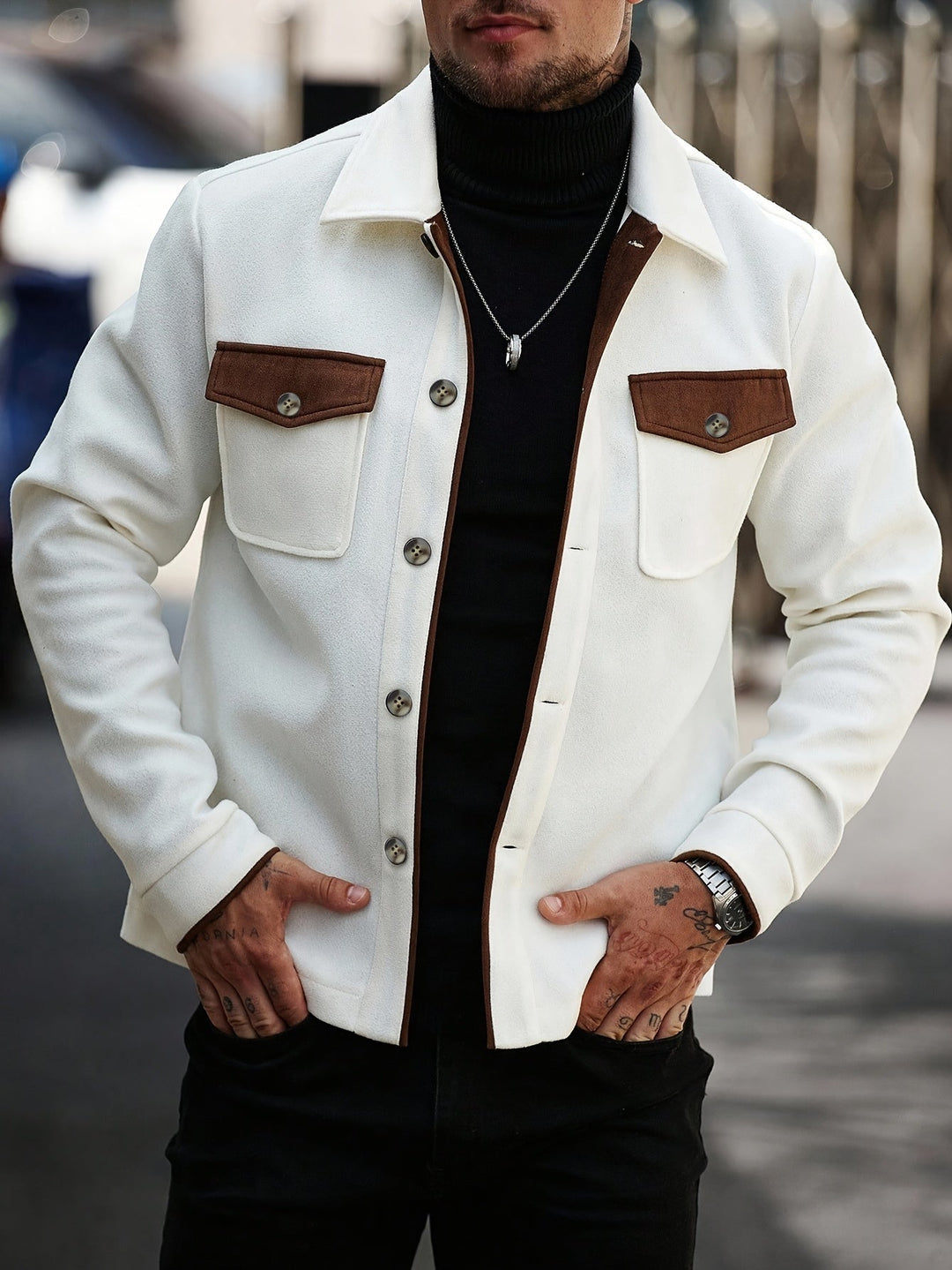 Klasyczny kontrastowy Overshirt