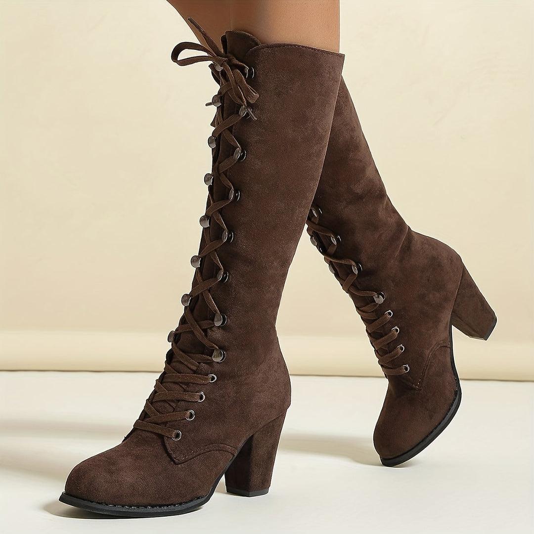 Sznurowane Chunky-Heel Tall buty