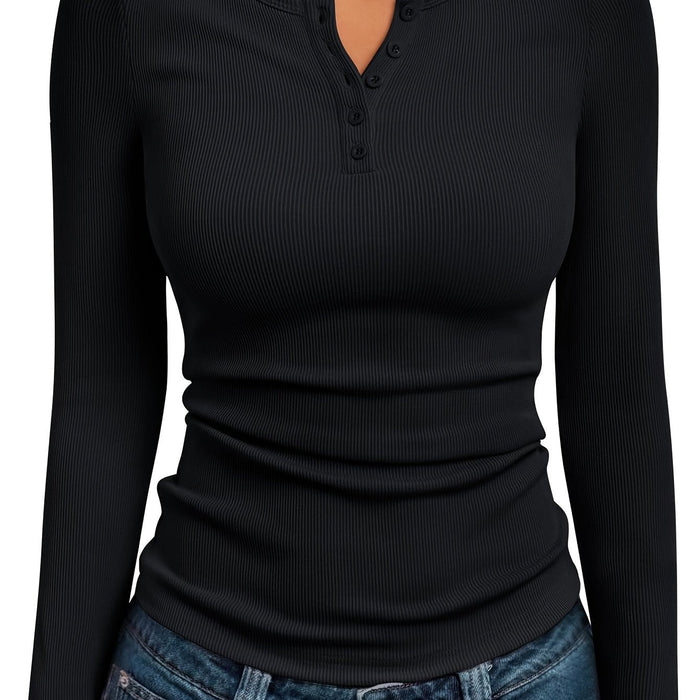 Dopasowany guzik Henley top