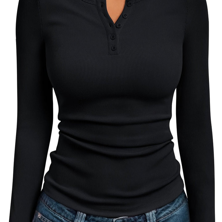 Dopasowany guzik Henley top