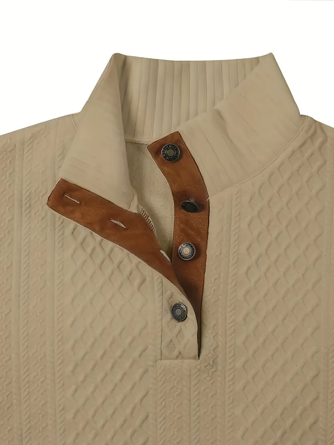 Wyróżniać się kołnierz guzik Henley sweter