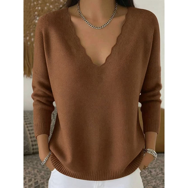 Scalloped dekolt V Halloween sweter