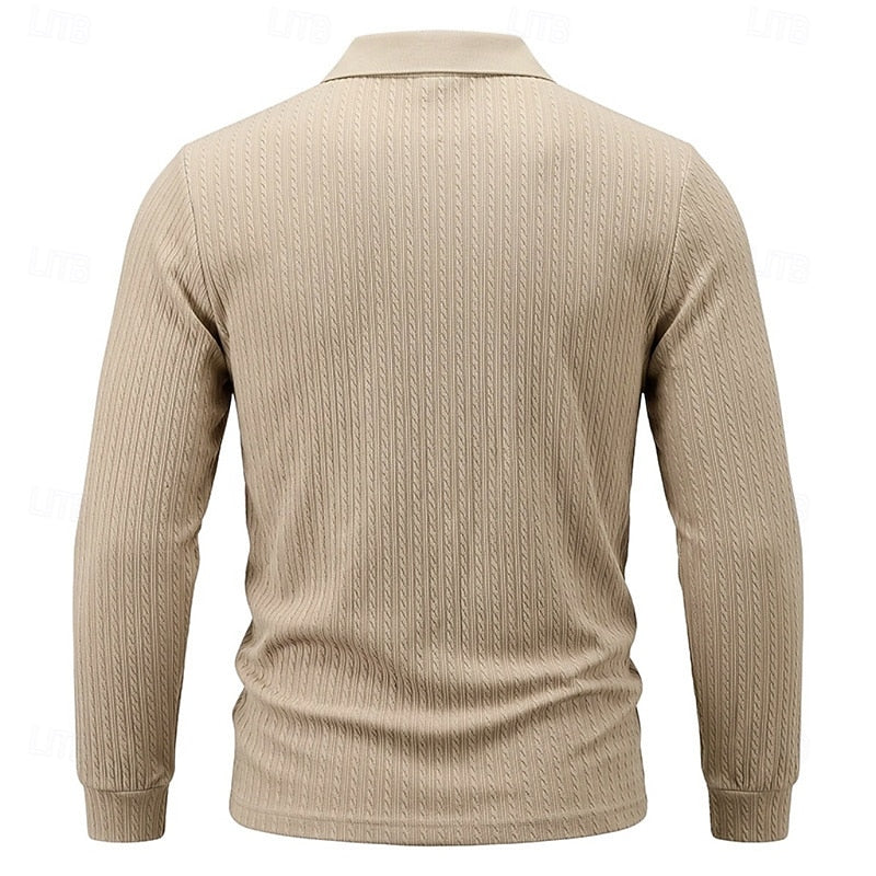 Fakturowany zamek 1/4 koszulka polo