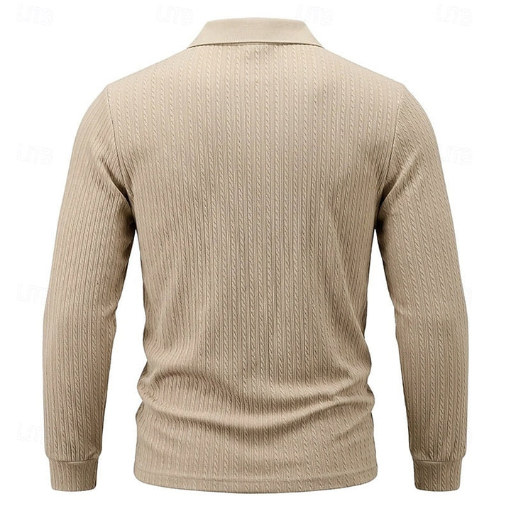Fakturowany zamek 1/4 koszulka polo