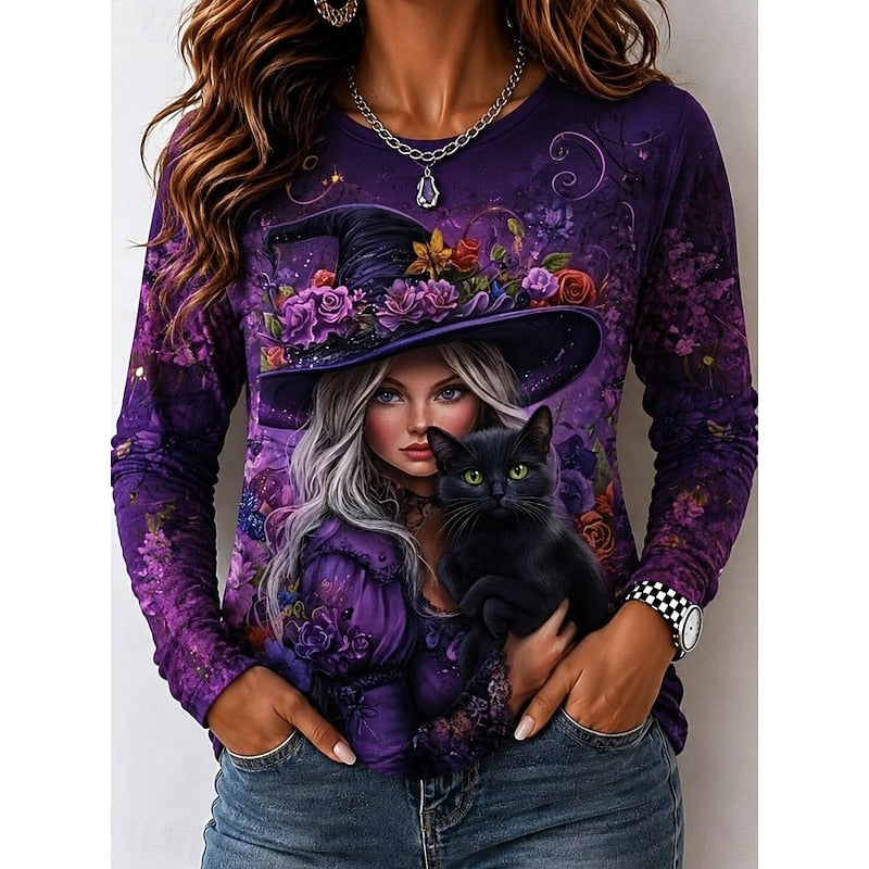 Halloween Witch graficzny długi rękaw top