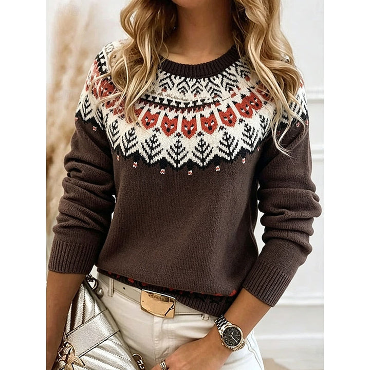 Wzorzysty dzianina sweter