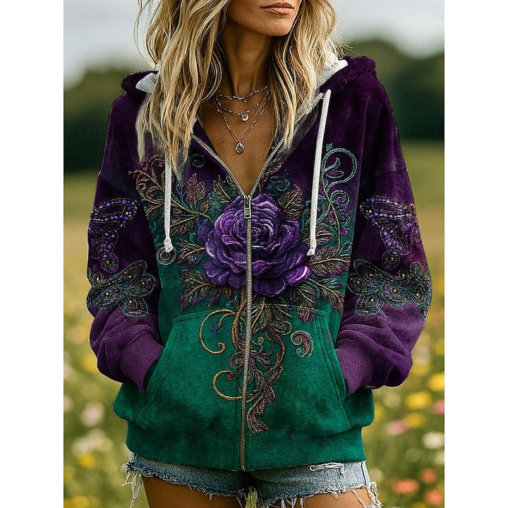 Nature-Inspired Zip-Up bluza z kapturem