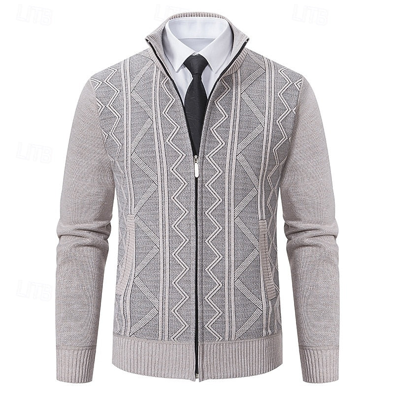 Fakturowany Zip-Up kardigan