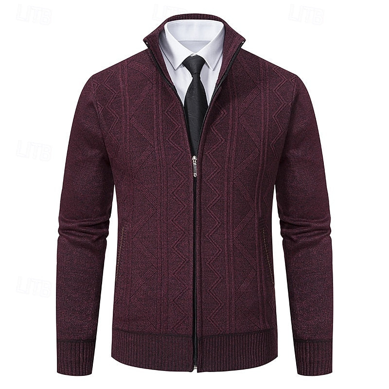 Fakturowany Zip-Up kardigan